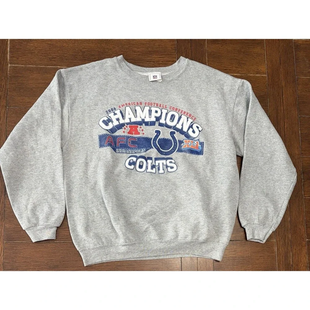 Vintage Indianapolis Colts Men’s Size L NFL 2006 AFC Champions Crewneck Sweater